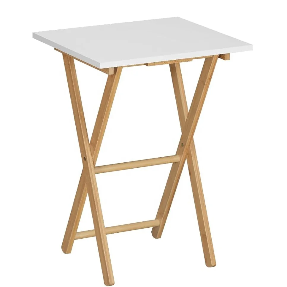 Portable Folding TV Tray Bamboo Snack Side Table for Eating at Couch, Sofa Side Table