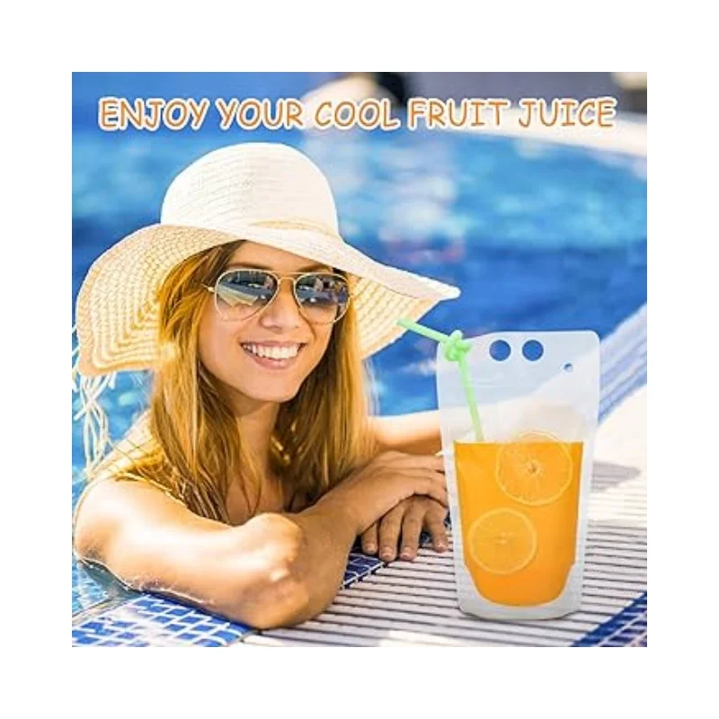 10oz/12oz/16oz/18oz plastic packaging transparent clear liquid water juice drink pouches squeeze spout pouch bag with spout