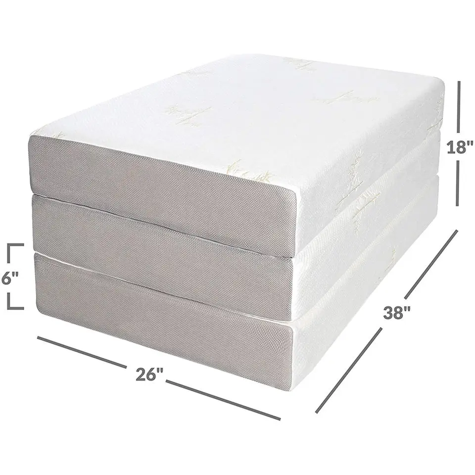 OEM amazon top seller memory foam orthopedic Medical bed mattress twin sized camping mattress foldable foam tri folding mattress