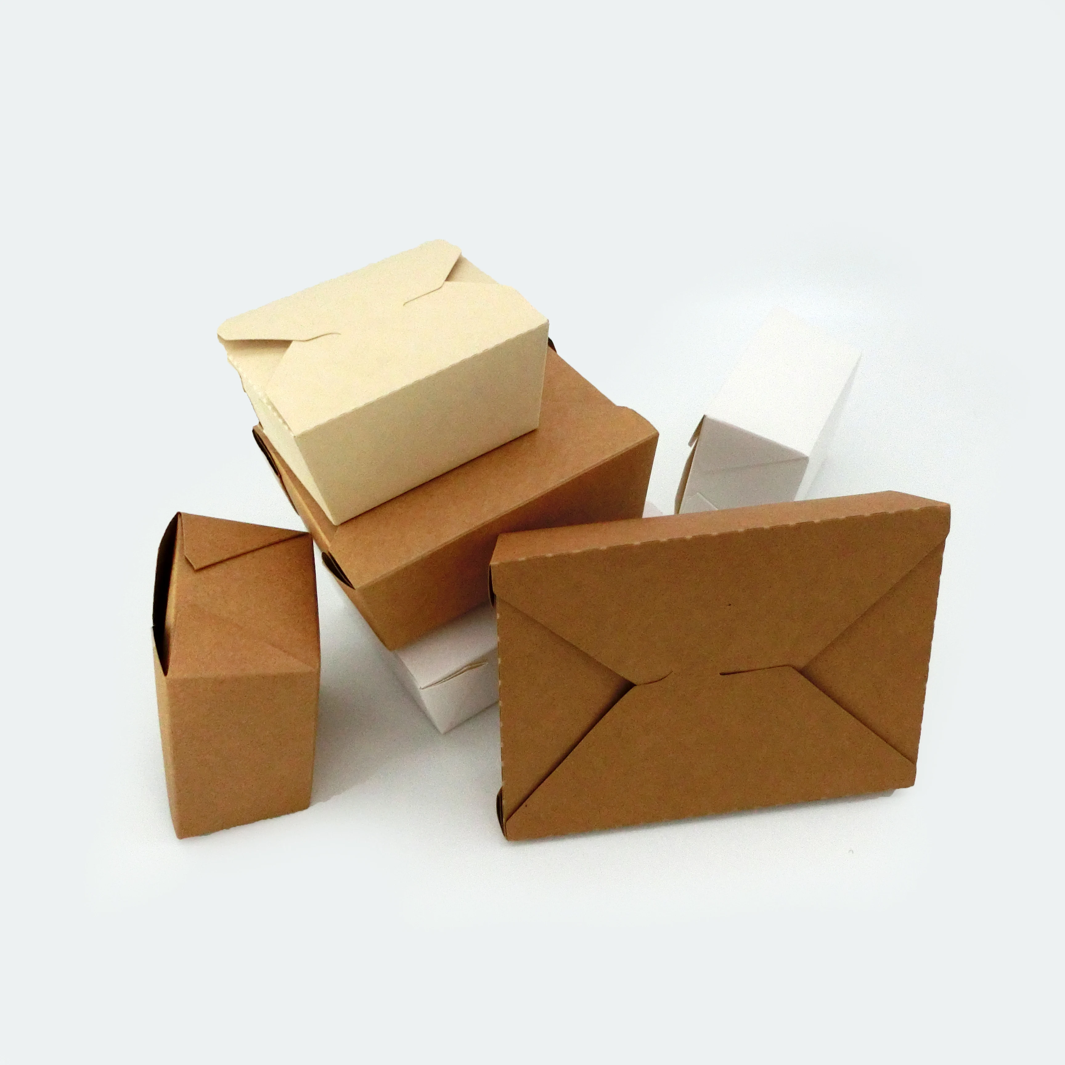 Wholesale Recycled Raw Material Rectangle Salad Fruit Lunch Takeaway Food Packaging Kraft Paper Box