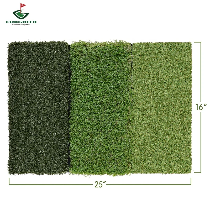 Golf Hitting Mat 3-in1 Foldable Practice Turf Backyard or Indoor Chipping Mat Portable Premium Quality Multi-Length Grass