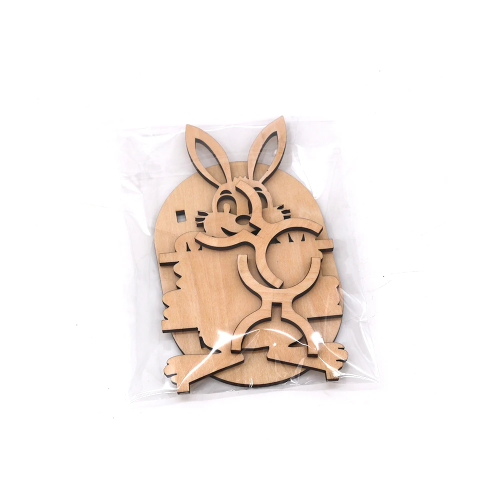 SLT New Support Customization Laser Cut Wood Easter Egg Baskets Bunny Egg Stand for  Decoration
