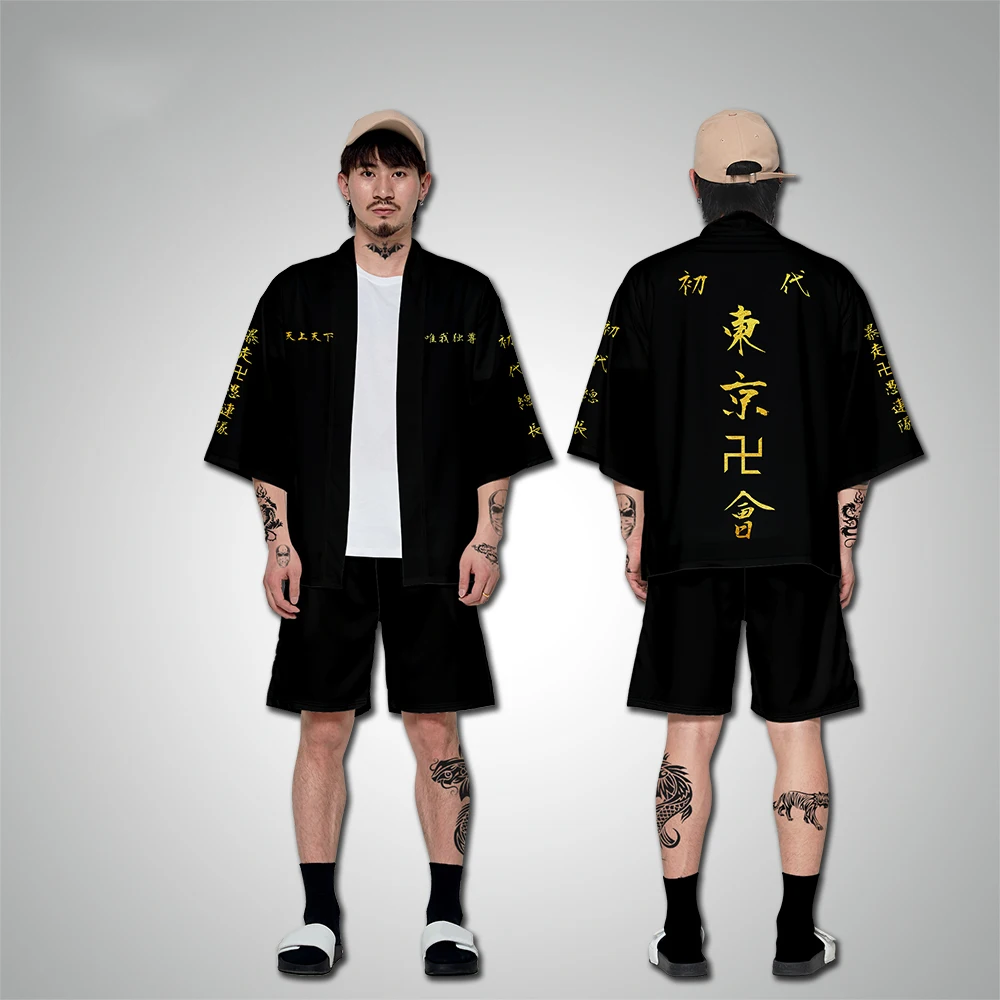 Кимоно для косплея Hanagaki Takemichi Ken Ryuguji Haori с рисунком из аниме Токио пальто куртка Мужская футболка коротким рукавом на Хэллоуин