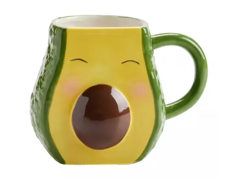Керамическая зеленая кружка из авокадо с ручкой