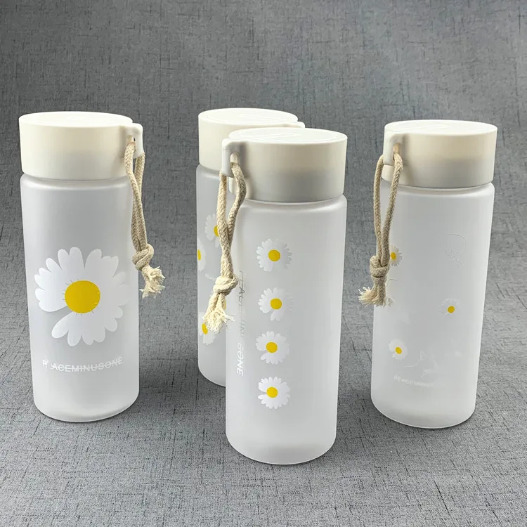 500ml Portable Flower Frosted Plastic Water Bottle Cup Fashion Outdoor Sports Mug for Girl Boy Student