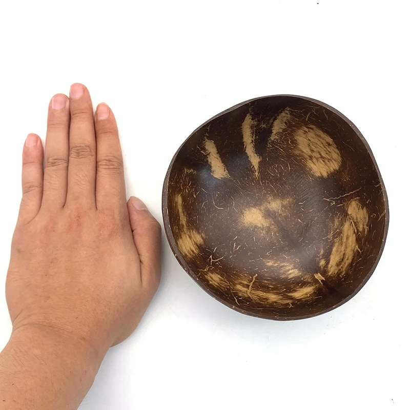 Wholesale 100% Natural Eco-friendly Coconut Shell Bowl Fruit Salad Noodle Rice Bowl Handicraft Decoration Customized Logo