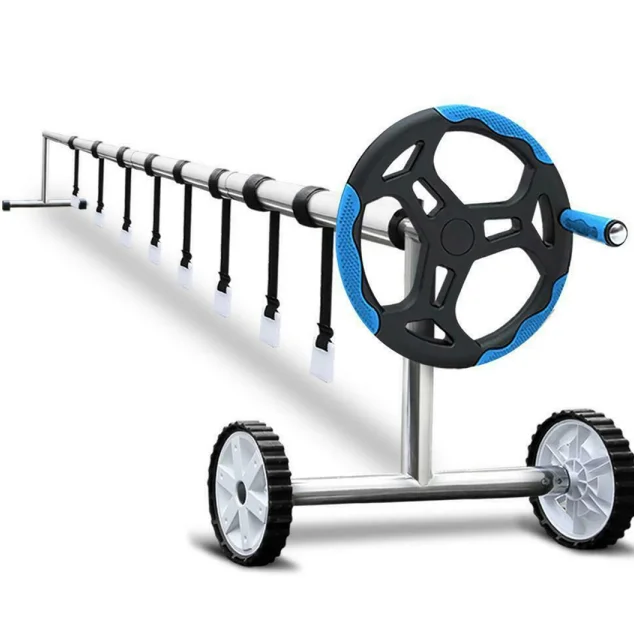 Above ground swimming pool roller cover reel with stainless steel frame aluminum tubes