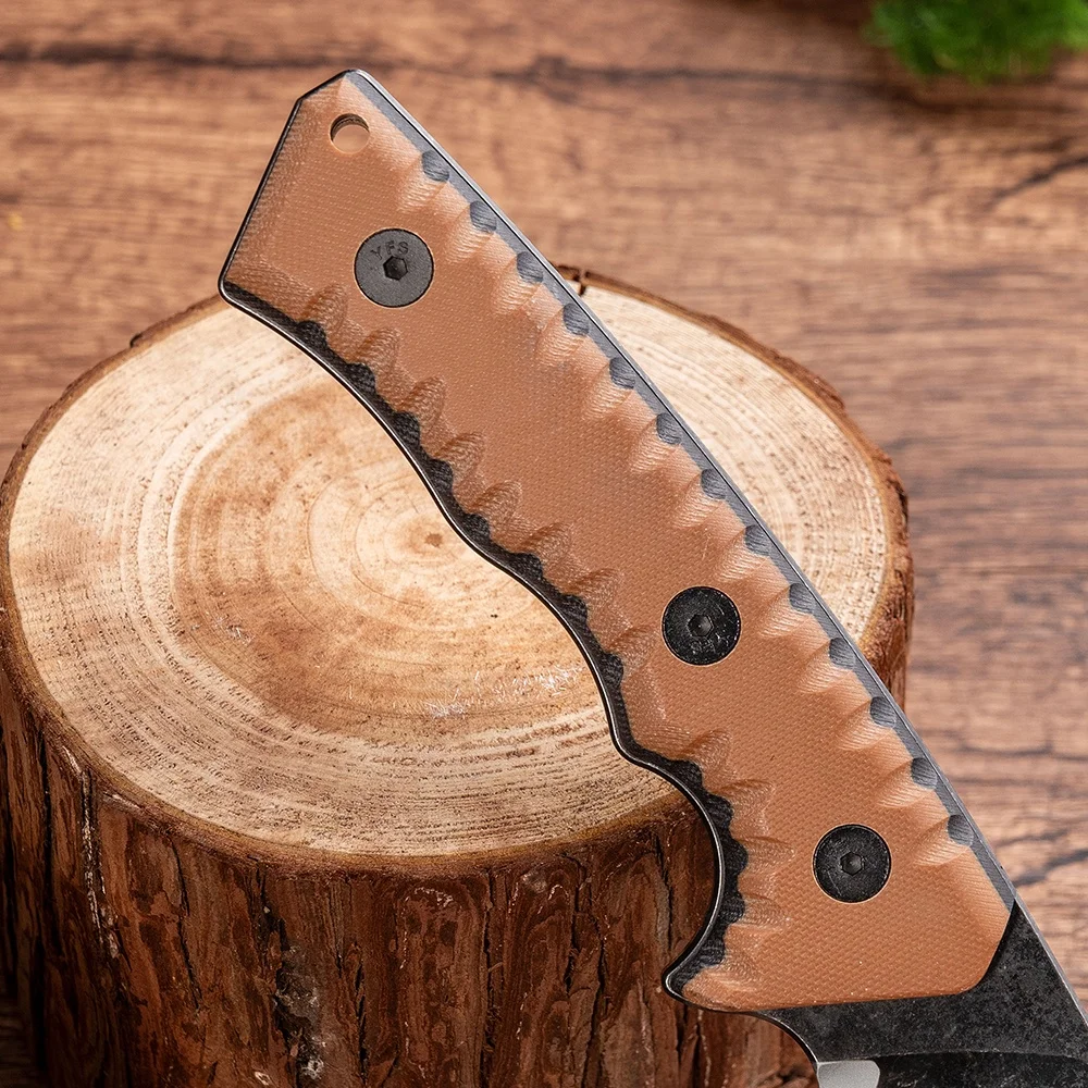 Precision-Crafted Outdoor Knives Self Defense Knife VG10 Steel Blacken Surface Fixed Blade Survival Knives For Men