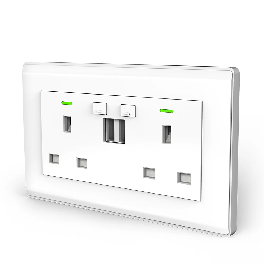 High Quality 13 Amp Wireless 220 Volts Usb Wifi  Wall Socket Outlet Alexa