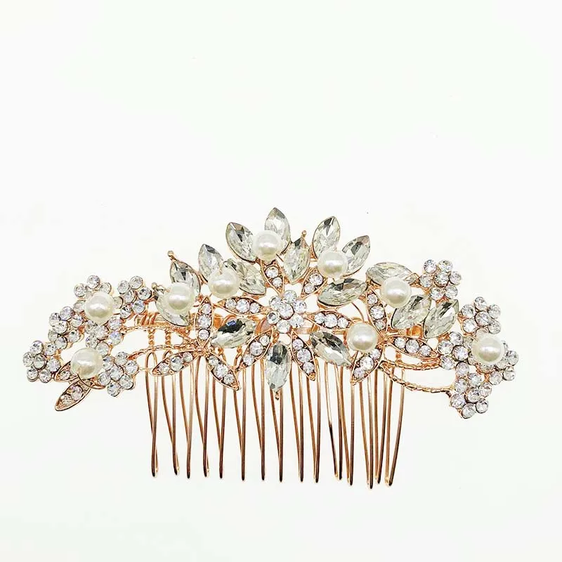 Hot wedding bridal hair accessories  Gold color and Rose Gold color Zinc alloy hair  comb