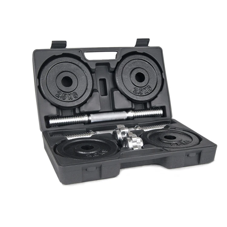 20kg Chrome Painted Cast Iron Adjustable Dumbbell Set With Carry Case