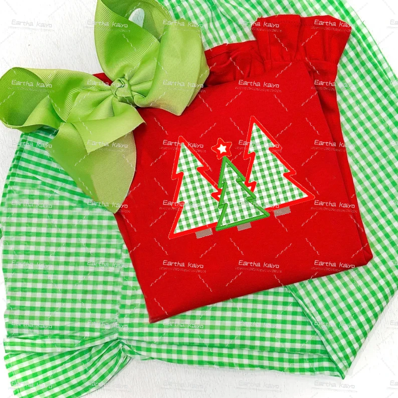 monogram Girls Christmas outfit children clothing ruffle pant and shirt baby girls clothing sets
