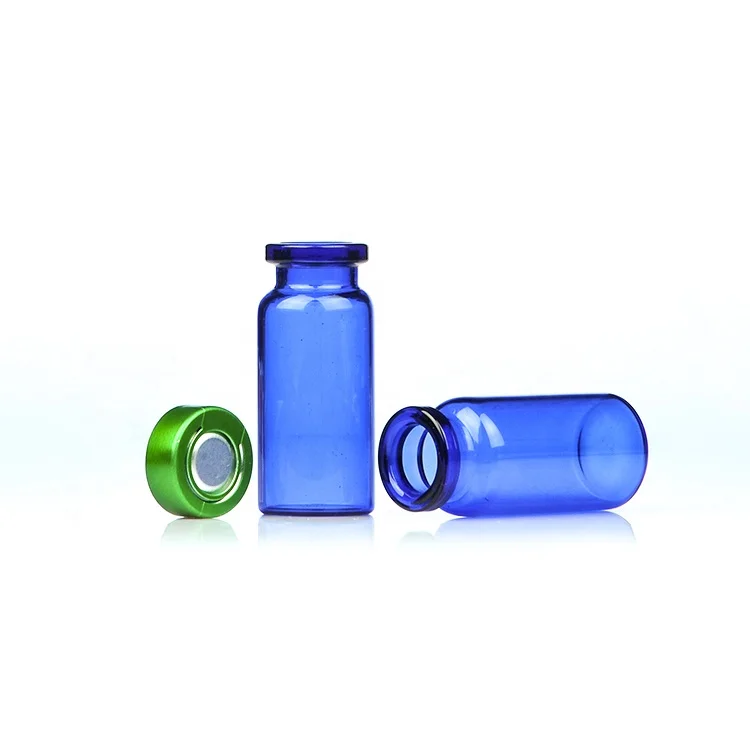 Custom sample size blue medical glass reagent bottle for liquid