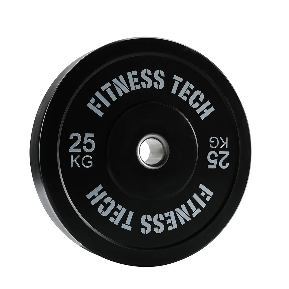 European warehouse 5 kg 25 kg Free Weights black Gym Weight Plates Calibration rubber barbell bumper plates