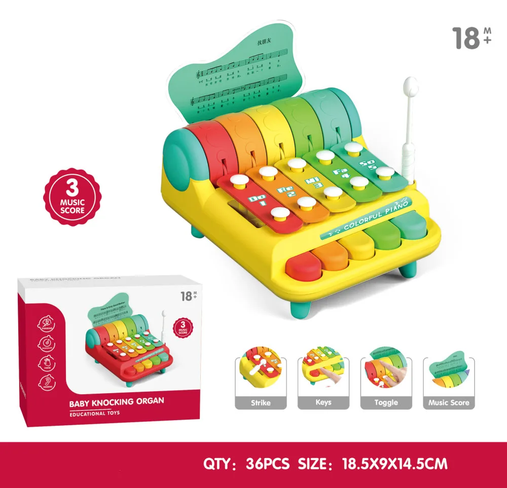 Cartoon Piano Xylophone Music Toys for Toddler Preschool Educational Kids Kick Piano Musical Instruments