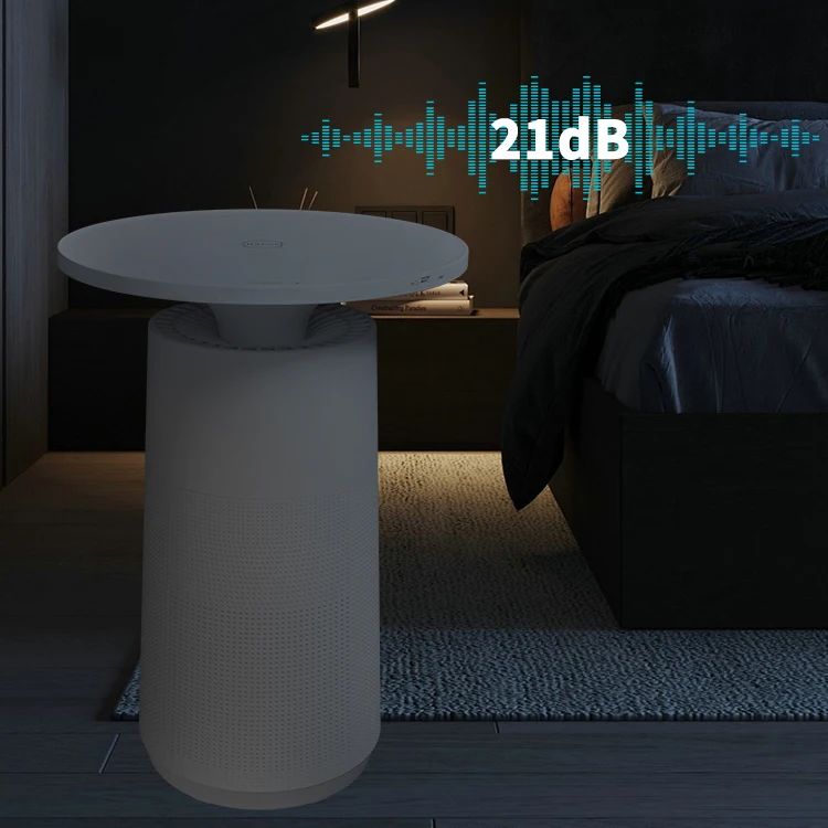 Colorful Mood Lighting Air Purifier Wireless Charging App Control Tuya Bladeless Fan With Led Light For Large Room