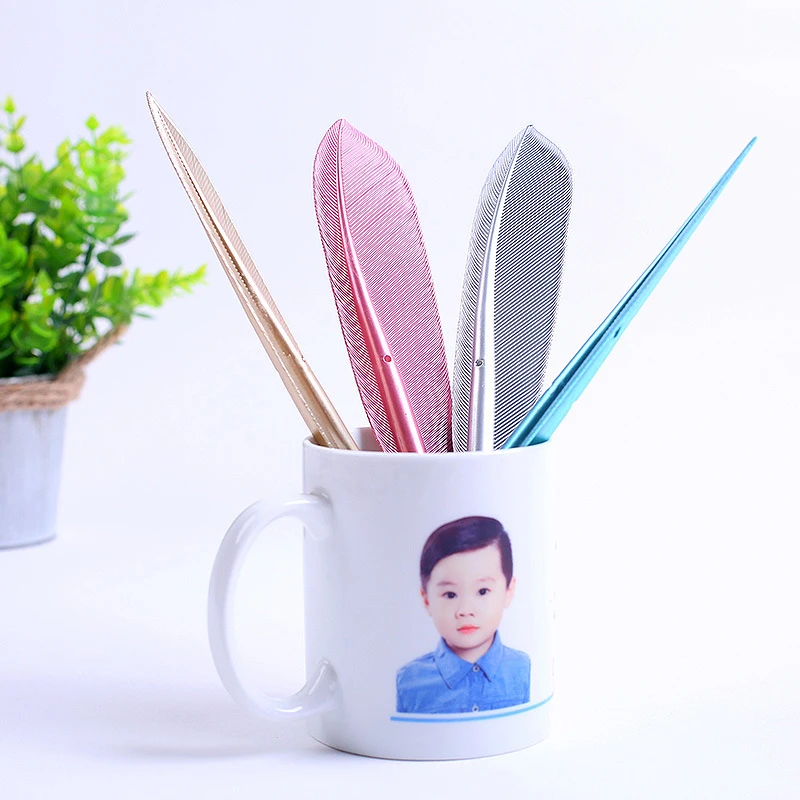 High Quality Wholesale Plastic Red Pink Goose Feather Quill Ball Pen For Logo