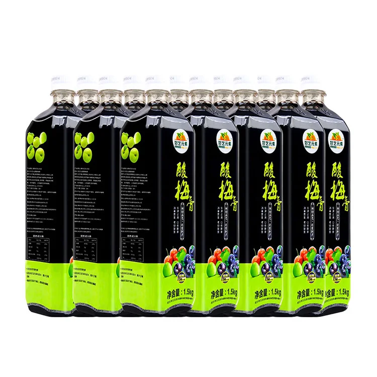 Wholesale 1500g chinese Concentrated Dark Sour Plum drink fruit Juice flavor syrup concentrate Beverage bubble tea ingredients