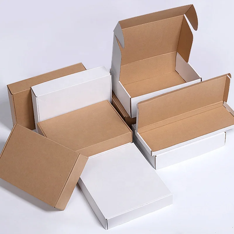 Custom Logo Printed Kraft Mailing White Aircraft Collapsible Corrugated Black Square Shipping Boxes