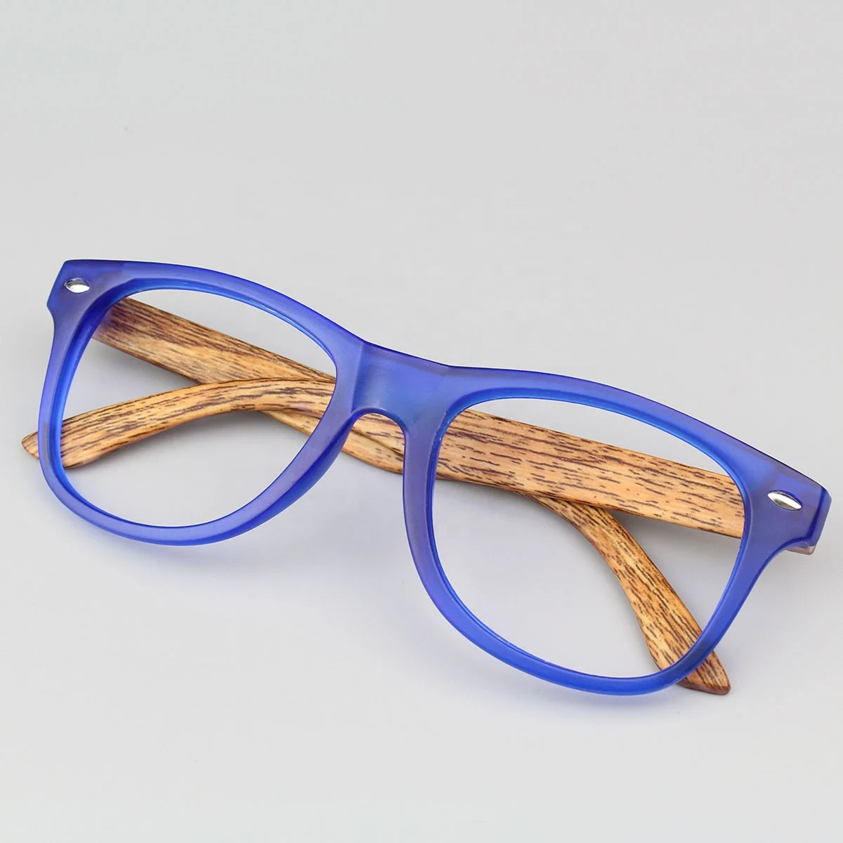 Wholesale Kids Children Custom Color Square Reading Glasses Wooden Bamboo Grain Frame Blue Light Blocking Eyeglasses
