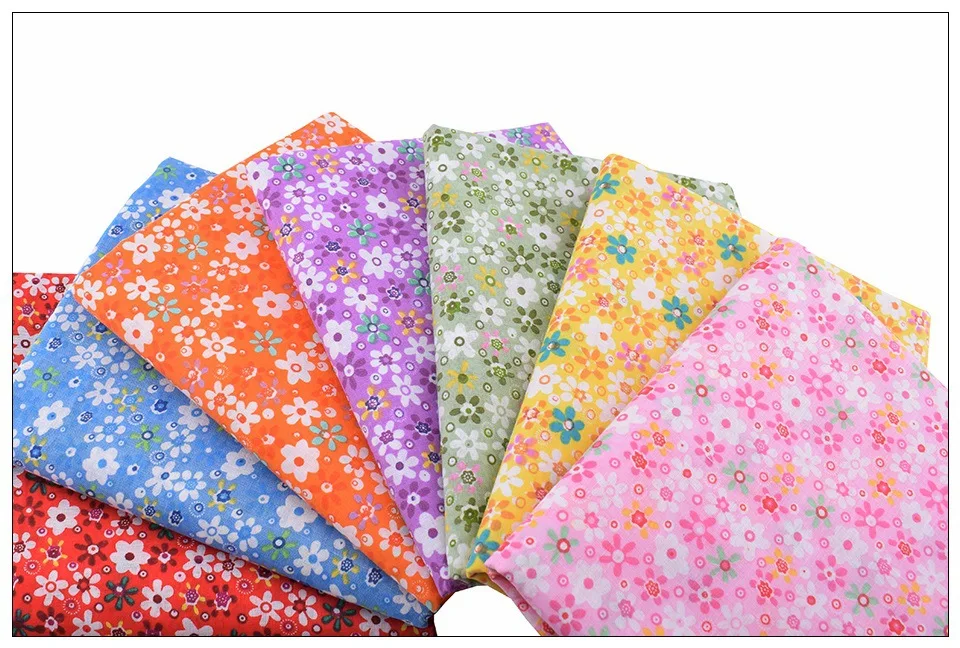 Wholesale 7pcs Quilting Fabric Fat Quarter Bundle Sunflower Printing 100% Cotton Floral Fabric Squares Patchwork  DIY