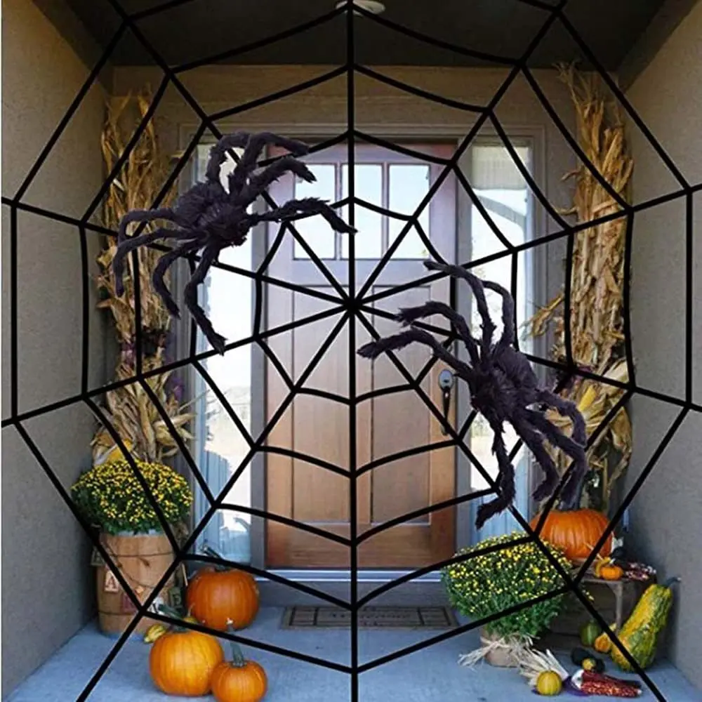 New Halloween decoration props luminous triangular spider web fan-shaped web giant simulation super large spider