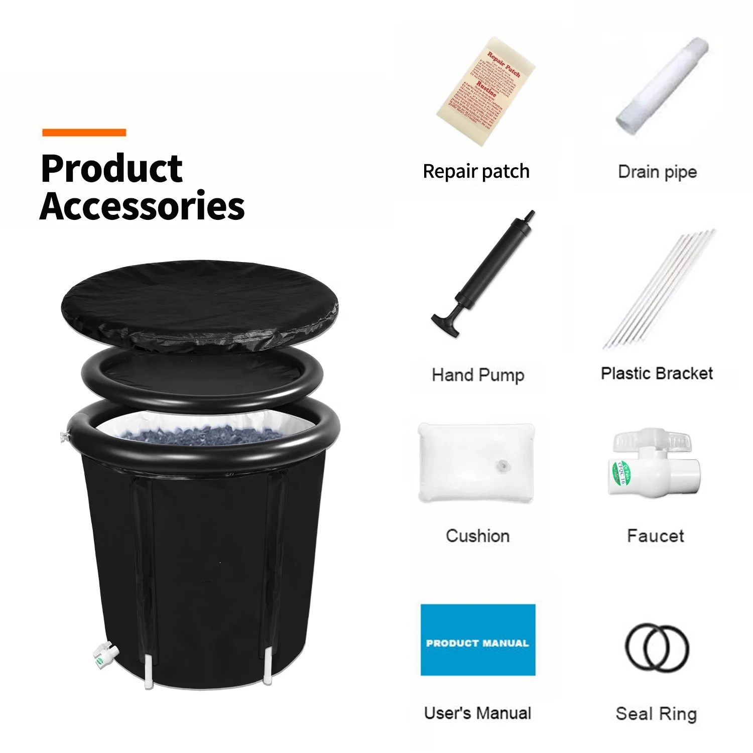 Household indoor foldable inflatable pvc bathtub for single adult