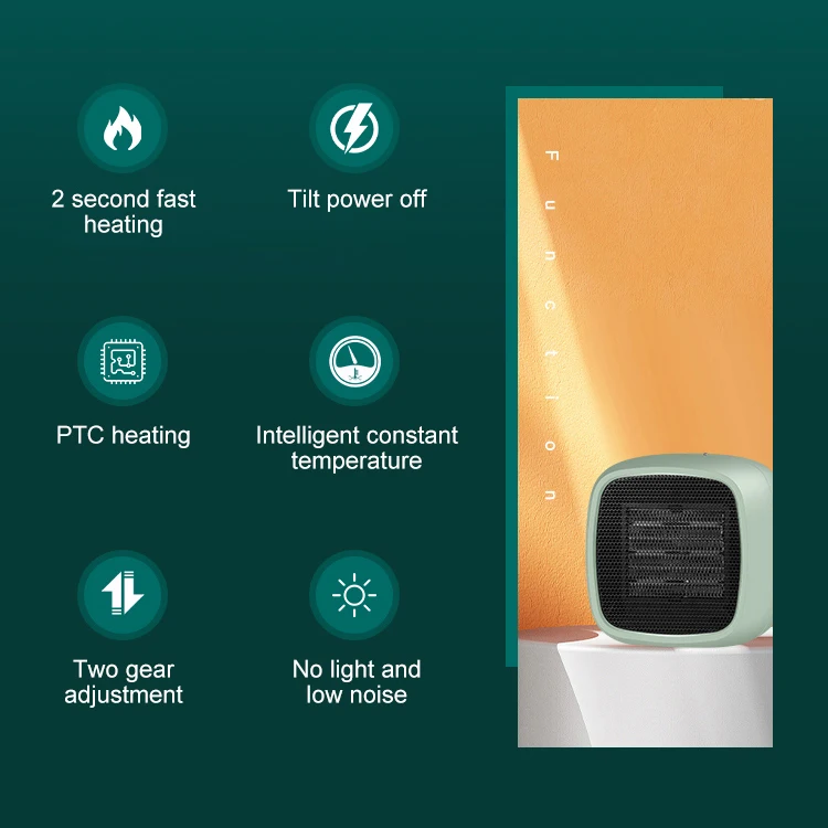 2024 Home Office Winter Heater Fan Portable Mini Space Living Room 800W Mini PTC Fan Electric Heater