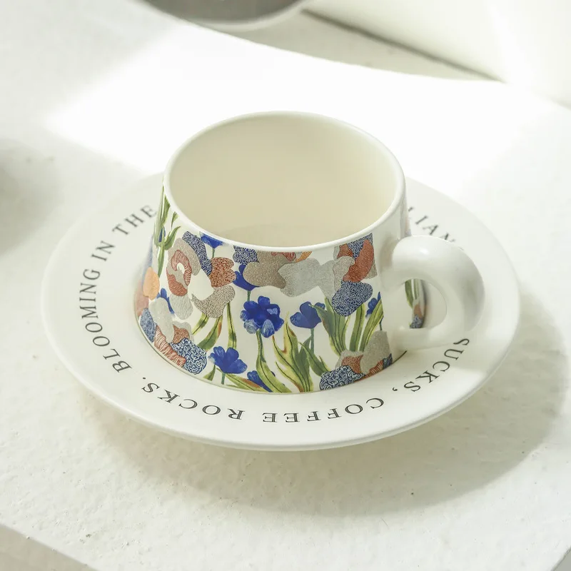 Exquisite Advanced Ceramic Mug Set Vintage Watercolor Ceramic Products