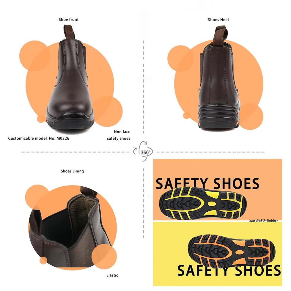 S3 Genuine Leather Water Resistant and Anti Impact Anti Puncture Oil and Fuel Resistant Custom Style Safety Shoes for Unisex