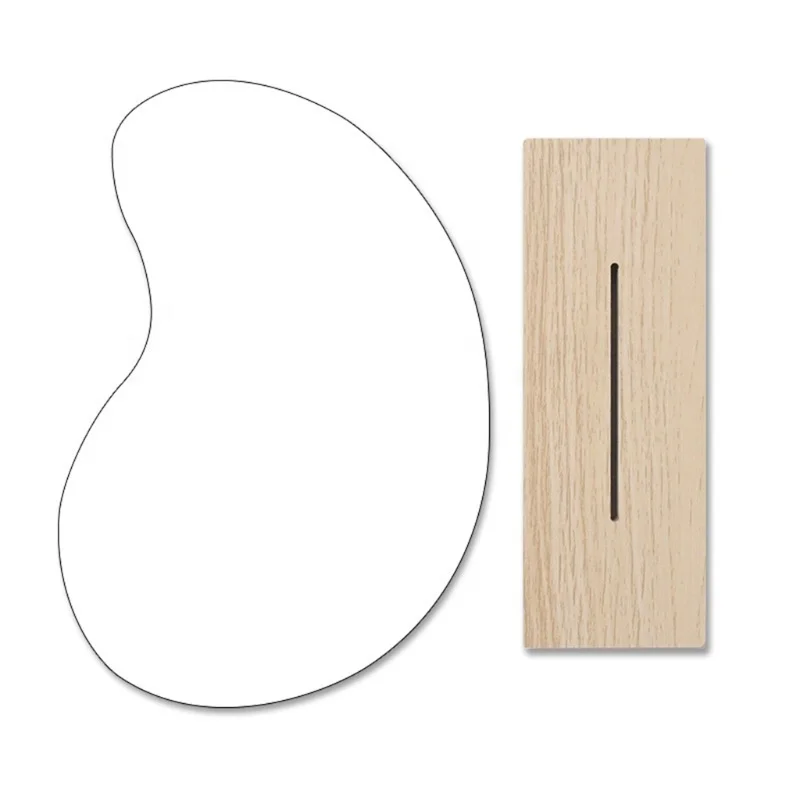 Minimal Spaces Room Decor Irregular Aesthetic Desk Decor Vanity Mirror with Wooden Base for Bedroom Living Room and Room Decor
