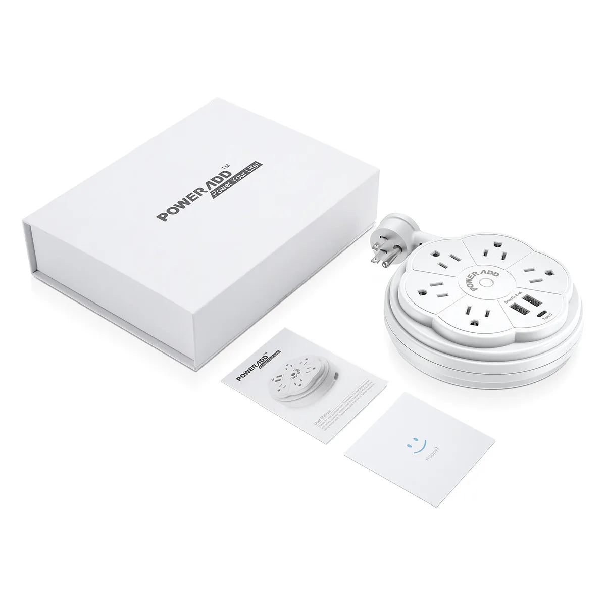  Портативные смарт-ленты Poweradd с 5 розетками и портом USB type-C. Сетевой фильтр для путешествий