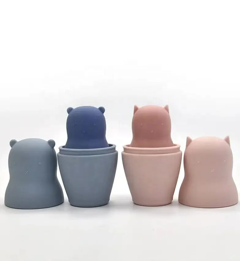 BPA Free Silicone Toy Puzzle Stackable Doll Russian silicone bath stacked sensory chewable toys for children newborn baby kids