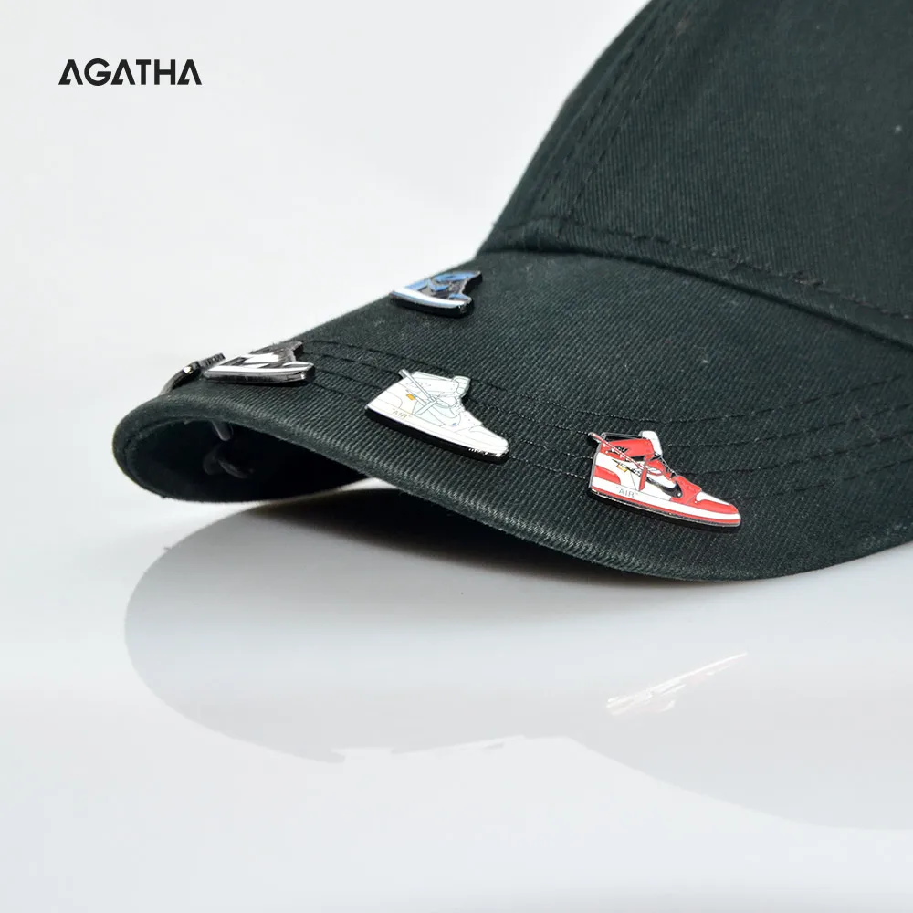 metal enamel cool baseball charms wholesale fitted pins with chain logo custom hat pin