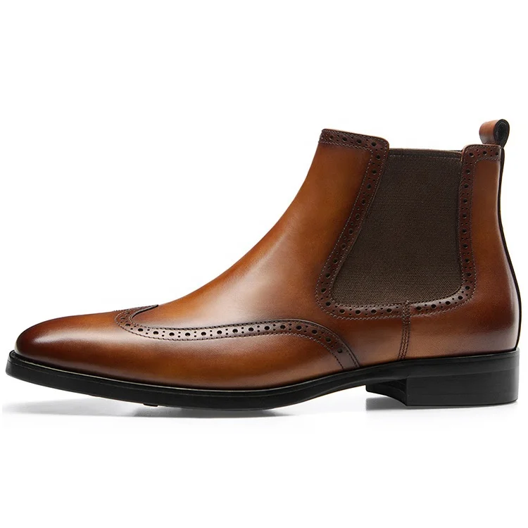 High Quality Designer Formal Boots Shoes Men Hot Sale Genuine Leather Branded Boots Men 2024 New Arrival Party Boots for Men
