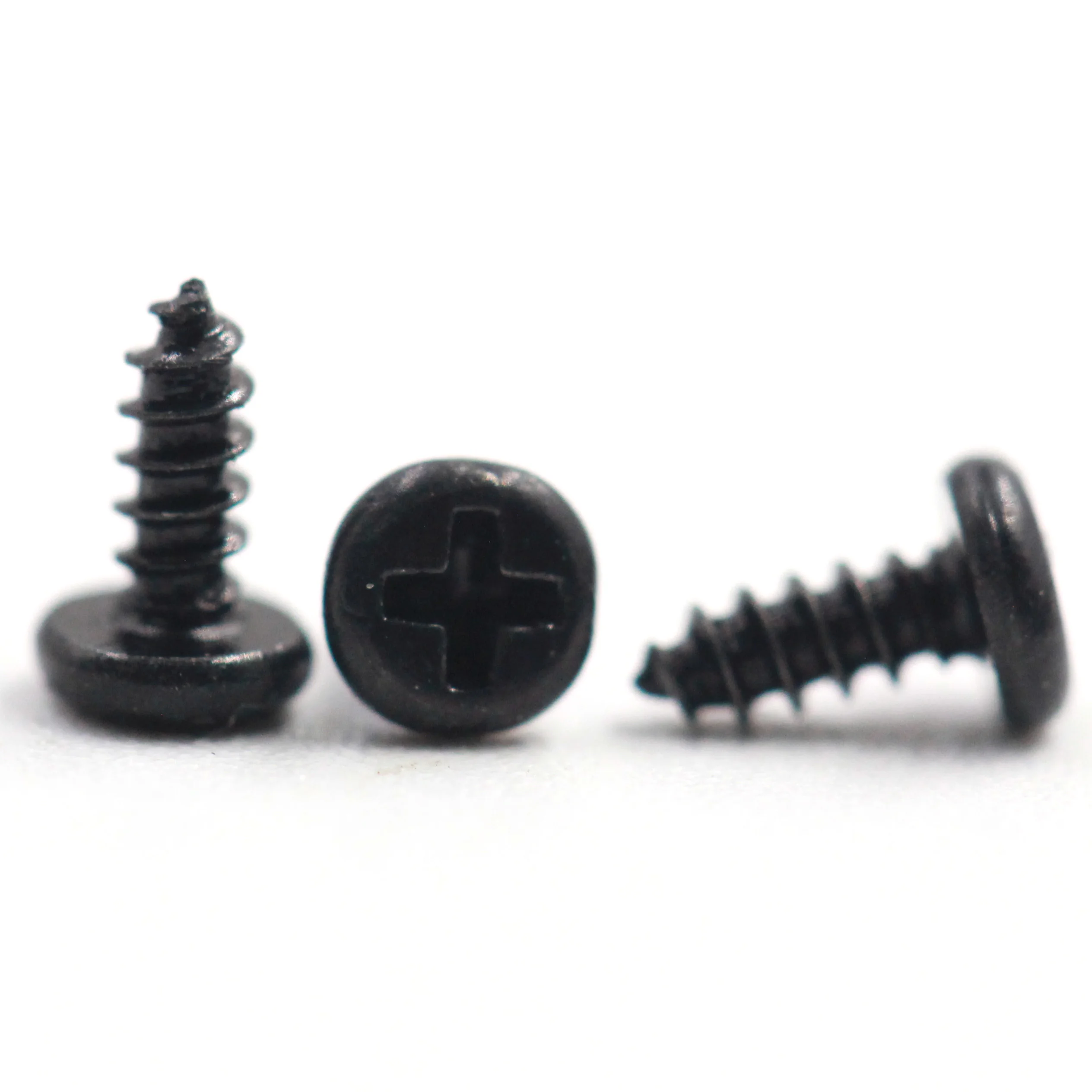 M1.4*3.5mm Carbon Steel black galvanized hard phillips round head self tapping micro screw pan head small screw