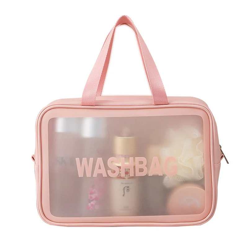 Low MOQ beauty PVC frosted clear cosmetic bags & cases make up storage bag square organic cosmetic bag