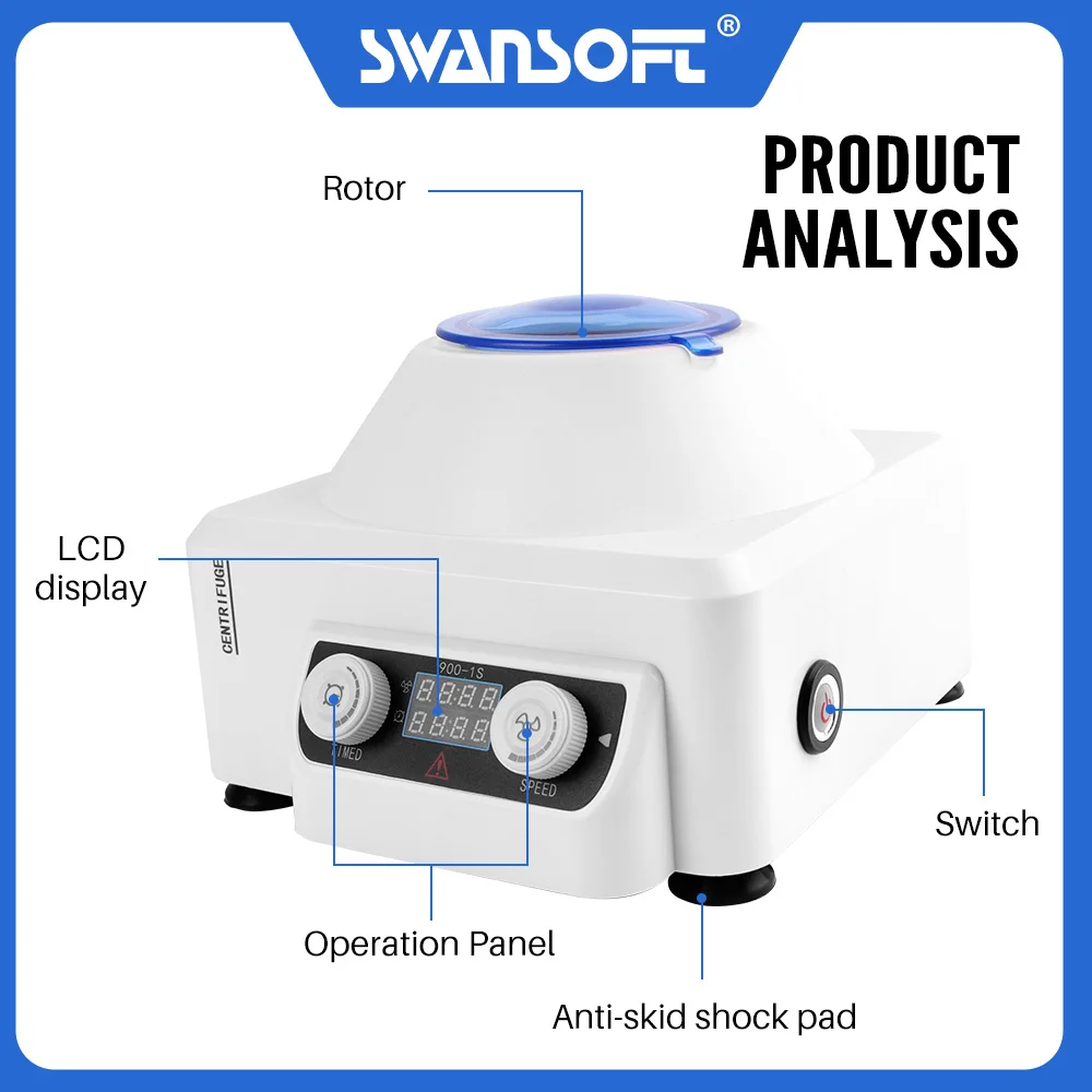 Swansoft 6*20ml PRP Centrifuge Machine with LCD Screen Used in Hospitals Chemical and Biochemical Labs