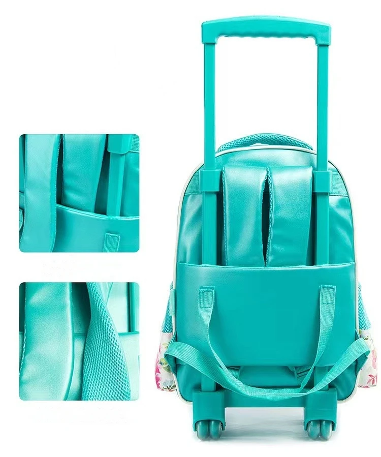 Waterproof 16 Inch Children Three-piece Bag Trolley Backpack Cartoon Casual PU Leather Primary School Students Unisex 1-3-6 4pcs