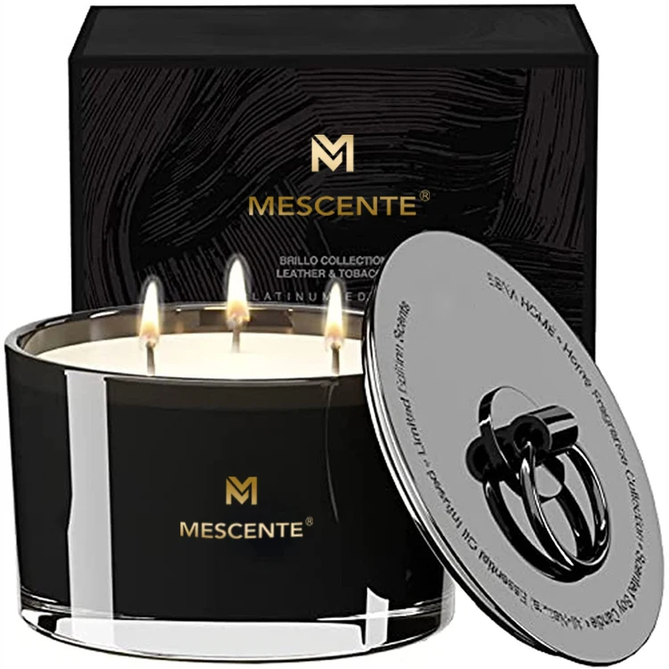M&Scent wholesale hand made private label 3 wick scented wax wedding favors candles with packaging