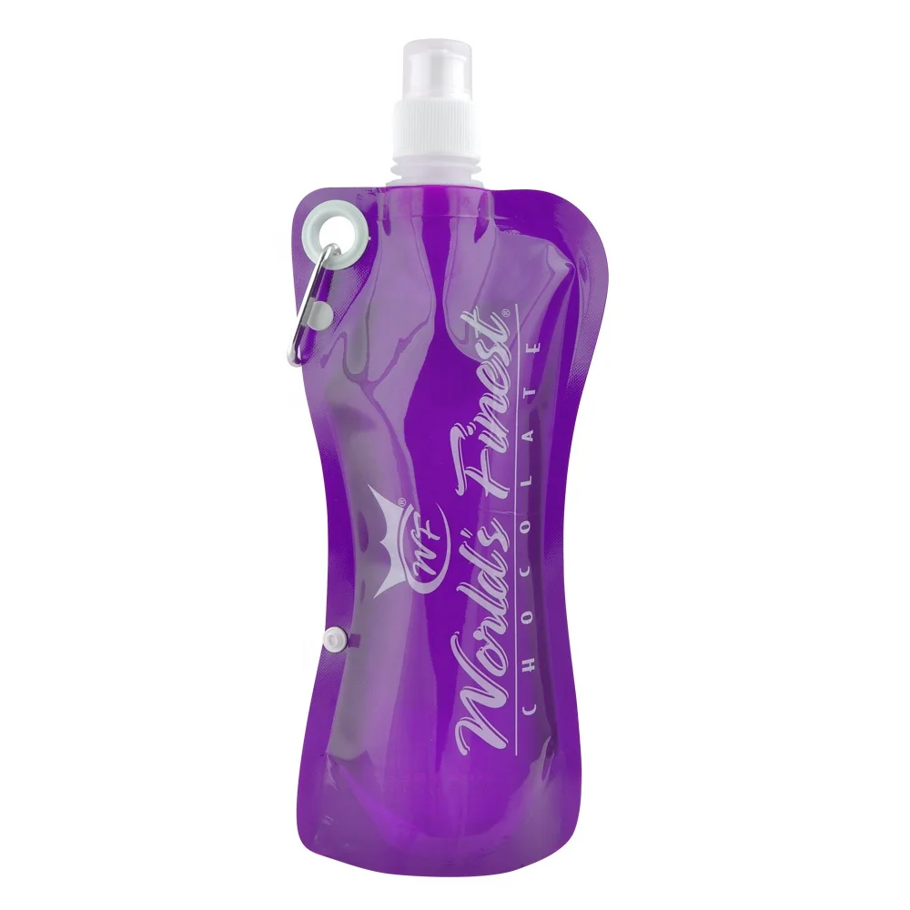 Free Sample 500ML Foldable Plastic Water Bottle Bag Durable Custom Printing Collapsible Eco Friendly Bottle