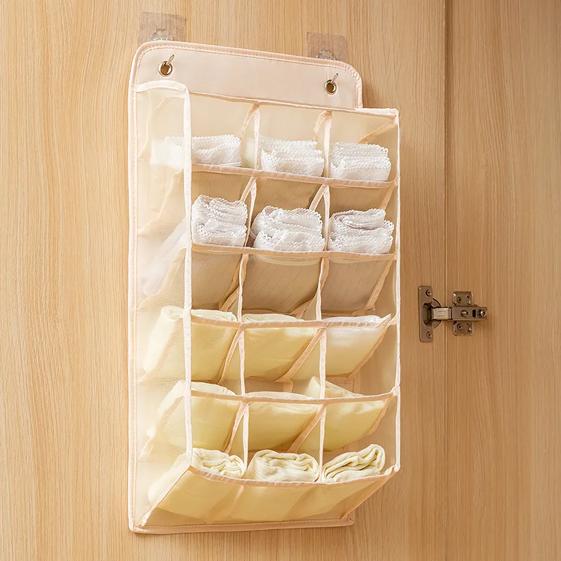 Hanging Bra Organizer with Pocket Wardrobe Hanging Sock Organizer Hanging Closet Underwear Storage Holder for Lingerie Panty Tie
