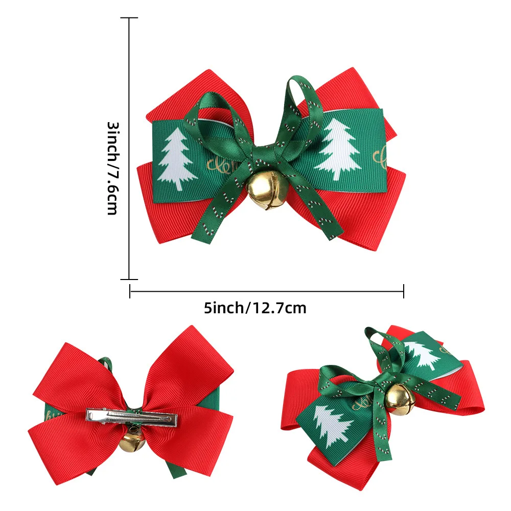 Christmas plaid Christmas Hair Bows Clips for Girls Hair Accessories Colorful Xmas Boutique Hair Clips Bowknot Hairpins