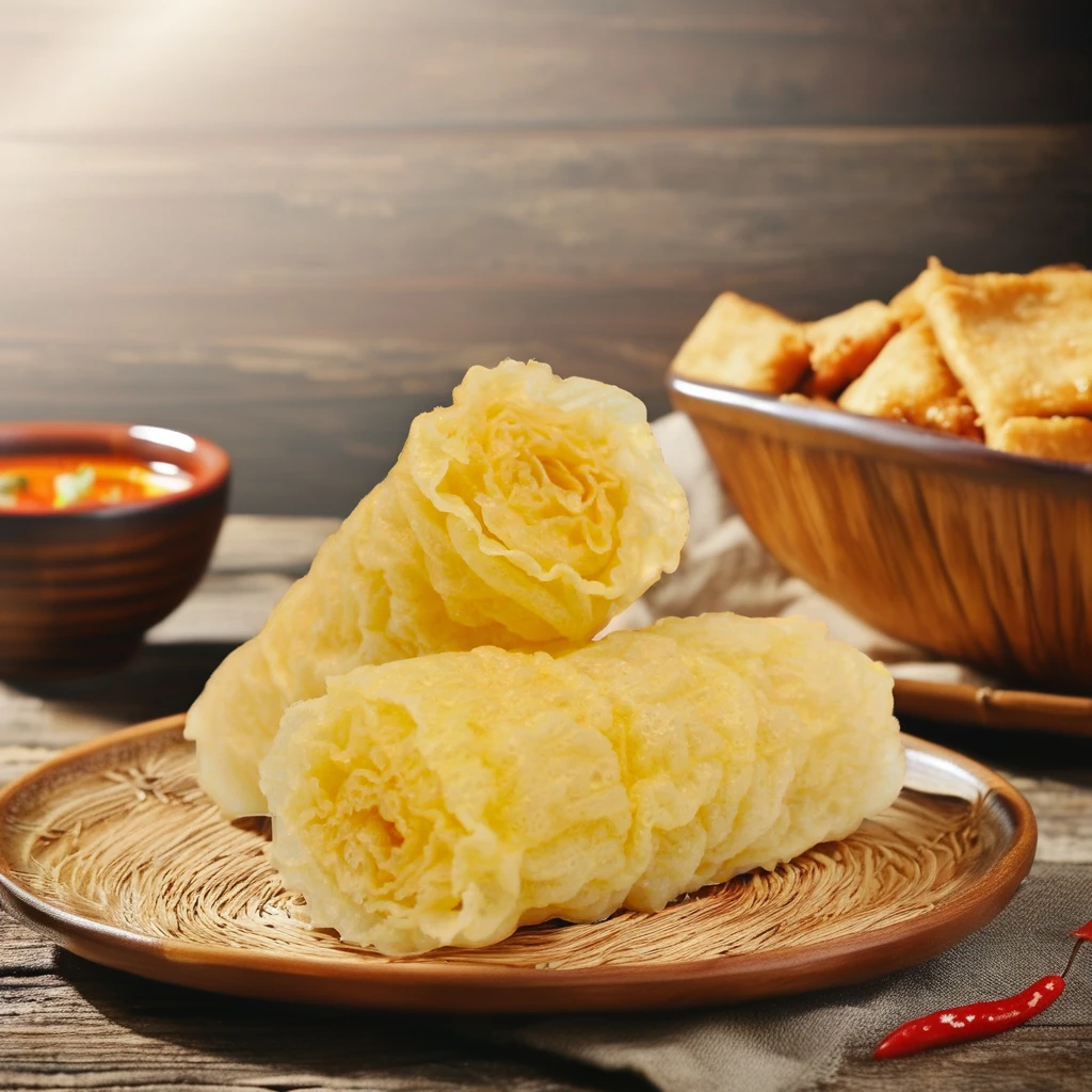 Fresh Preserved Frozen Fuzhu Tofu Stick Dried Soya Bean Curd with Spicy and Sweet Taste Yuba Pattern Packaged in Box