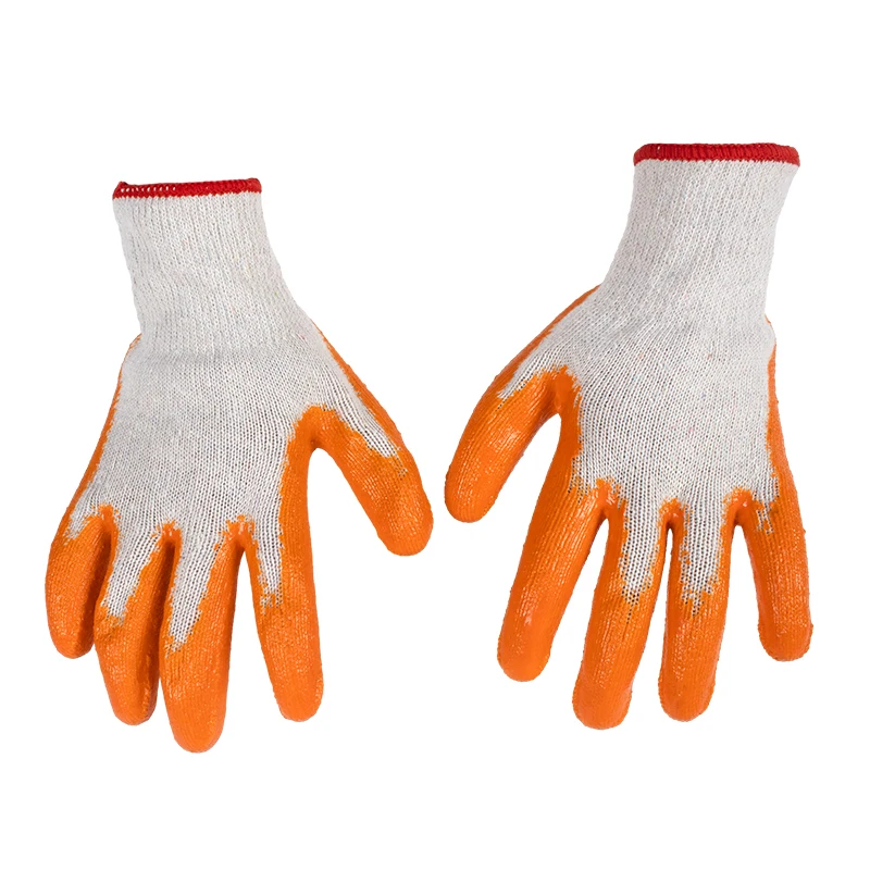 Hot Selling Industrial Grip Heavy Duty Garden Construction Cotton Liner Rubber Latex Wrinkled Safety Coated Gloves