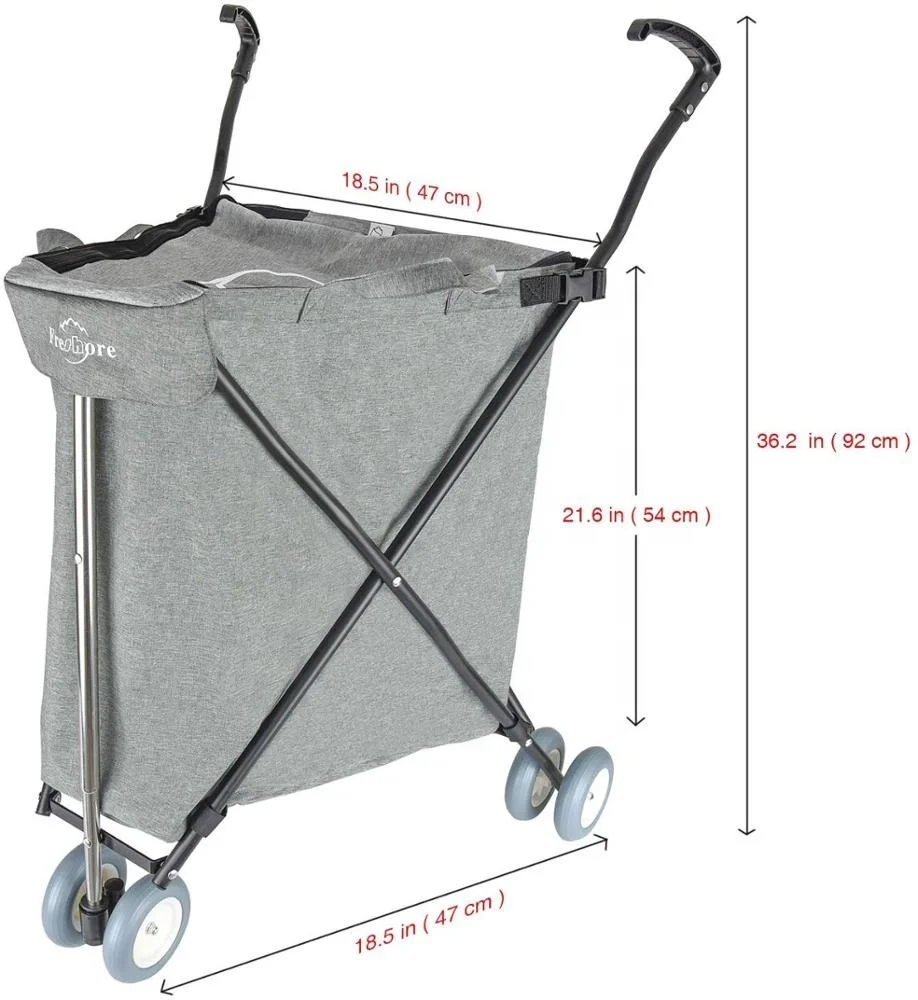 Grocery Shopping Cart with Wheels  Laundry Trolley Carrier with Heavy Duty Flexible Fashion Design