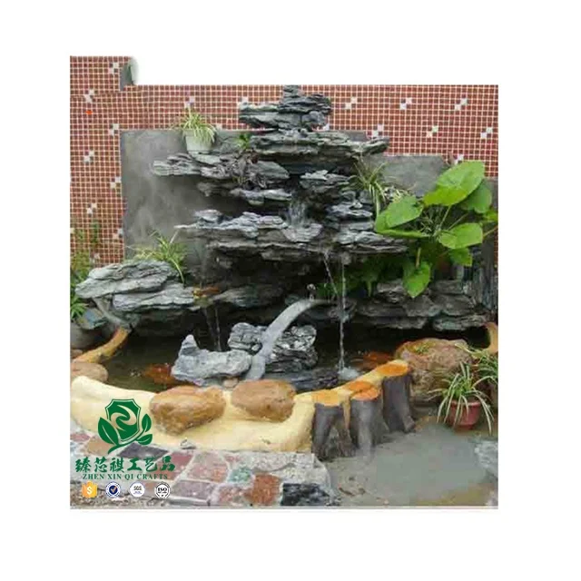 zhen xin qi crafts Natural Wholesale fiberglass artificial rock fountains For All Garden Styles waterfall