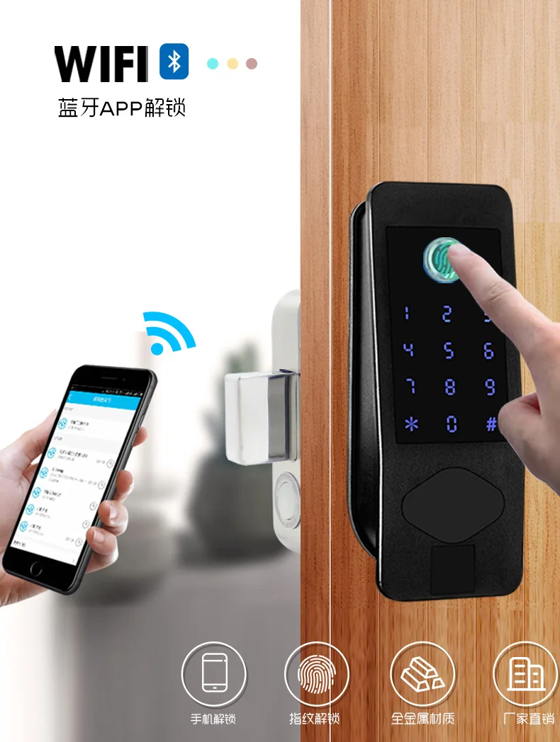 High quality Hot new products aluminium door handle lock for promotion auto-locking Intelligent Electric Lock