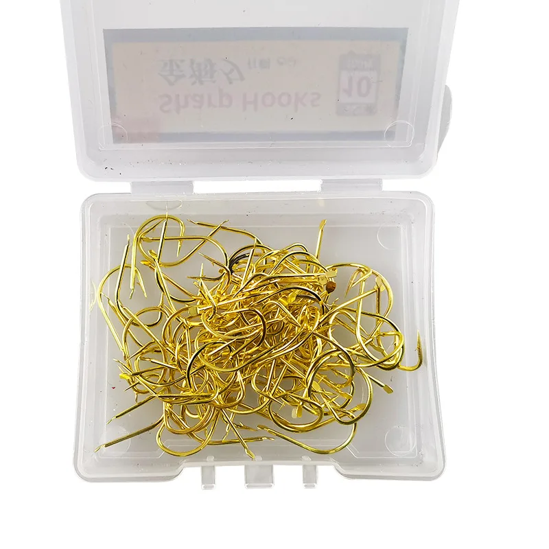 100Pcs/Box Freshwater Fishhook Sets Strong Fish Tackle Size #1-10 High Carbon Steel Circle Carp Fishing Hooks Set