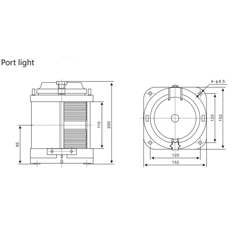 Marine navigation light single deck port light red